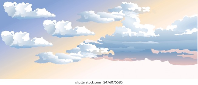 Vector realistic isolated cloud sky for template decoration and covering on the transparent background. Concept of storm and cloudscape.