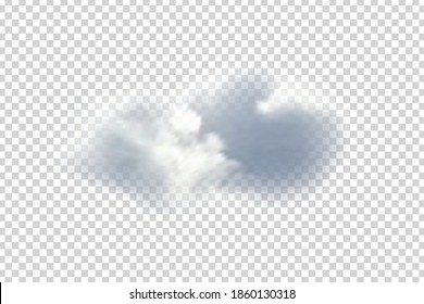 Vector realistic isolated cloud for template decoration and covering on the transparent background. Concept of storm and cloudscape.