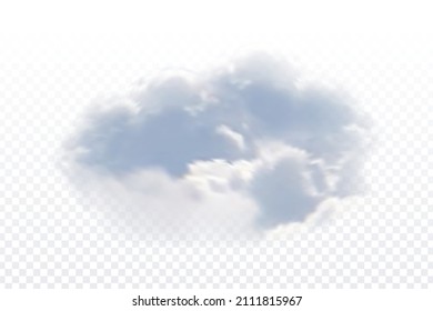 Vector realistic isolated cloud for template decoration and covering on the transparent background. Concept of storm and cloudscape.