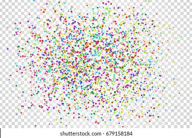 Vector realistic isolated colorful confetti on the transparent background. Concept of happy birthday, party and holidays.