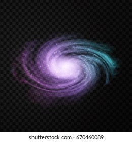 Vector Realistic Isolated Cosmic Galaxy On The Transparent Background For Decoration And Covering. Concept Of Space, Nebula And Cosmos.