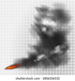 Vector realistic isolated directed smoke effect on the transparent background.