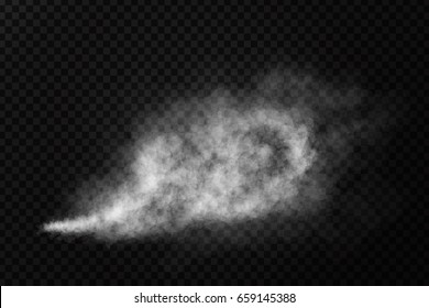 Vector realistic isolated directed smoke effect on the transparent background.