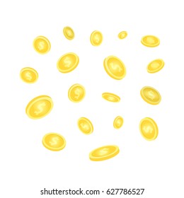 Vector realistic isolated dollar currency coins on the white background. Concept of finance and economy.