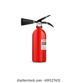 Vector realistic isolated extinguisher for decoration on the white background. Concept of firefighting, protection and fire prevention.