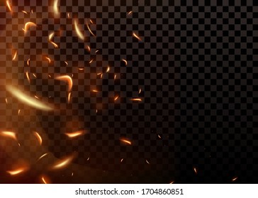 Vector realistic isolated fire effect with smoke for decoration and covering on the transparent background. Red light effect. Vector illustration.