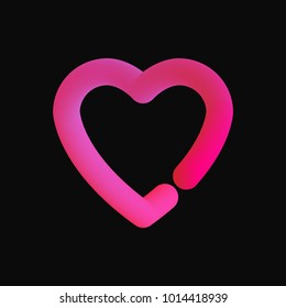 Vector realistic isolated fluid design heart for decoration and covering on the black background. Concept of Happy Valentine's Day.