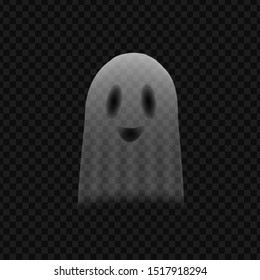 Vector realistic isolated Ghost for template decoration and invitation covering on the transparent background. Concept of Happy Halloween.