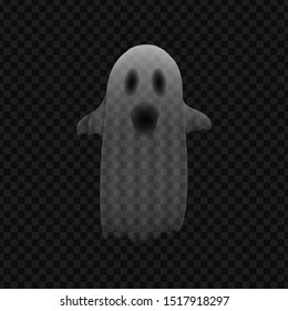 Vector realistic isolated Ghost for template decoration and invitation covering on the transparent background. Concept of Happy Halloween.