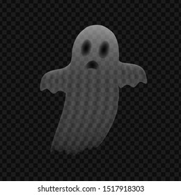 Vector realistic isolated Ghost for template decoration and invitation covering on the transparent background. Concept of Happy Halloween.