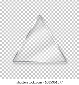 Vector realistic isolated glass triangle billboard for decoration and covering on the transparent background.