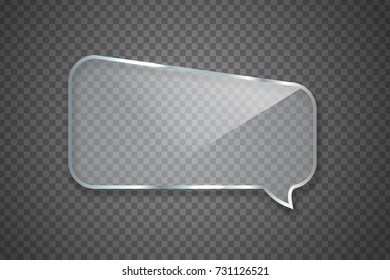 Vector realistic isolated glossy glass speech bubble for decoration and covering on the transparent background.