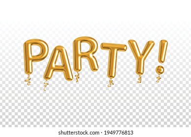 Vector realistic isolated golden balloon text of Party on the transparent background.