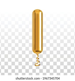 Vector realistic isolated golden balloon letter I on the transparent background.