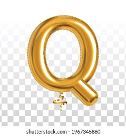 Vector realistic isolated golden balloon letter Q on the transparent background.