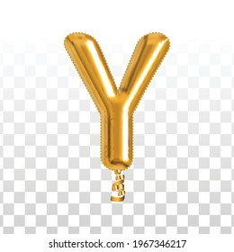 Vector realistic isolated golden balloon letter Y on the transparent background.