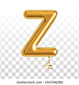 Vector realistic isolated golden balloon letter Z on the transparent background.