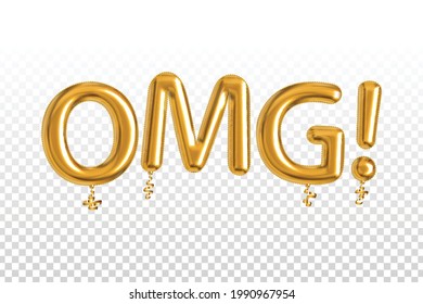 Vector realistic isolated golden balloon text of OMG on the transparent background. - Powered by Shutterstock - Get 15% off with code: PIKWIZARD15