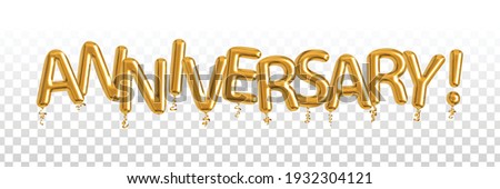 Vector realistic isolated golden balloon text of Anniversary for template decoration and covering on the transparent background.