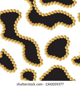Vector realistic isolated golden beads necklace seamless pattern for decoration and covering on the transparent background. Concept of jewelry and beauty