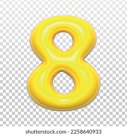 Verdadero aislado de oro número 8 en el fondo transparente.