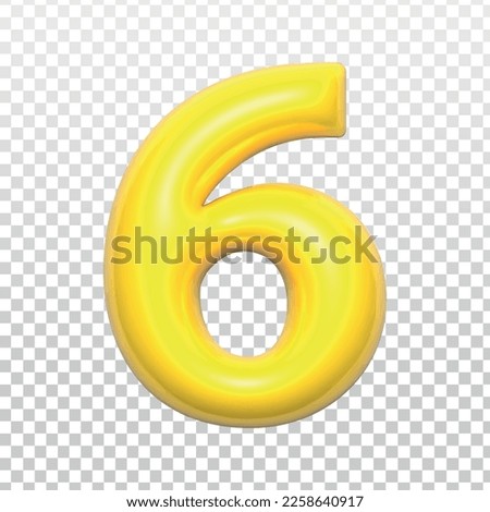 Vector realistic isolated golden number of 6 on the transparent background.