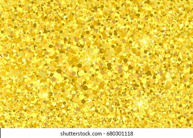 Vector realistic isolated golden sparkle glitter confetti background for decoration and covering. Concept of happy birthday, party and holidays.
