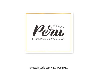 Vector realistic isolated greeting card with lettering for 28th July Independence Day in Peru for decoration and covering on the white background.
