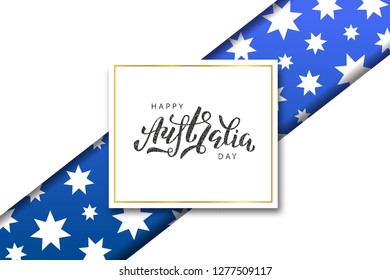 Vector realistic isolated greeting card with typography logo for Happy Australia Day for template decoration and covering on the white background.
