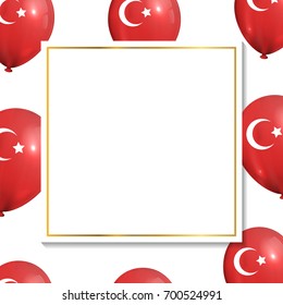 Vector realistic isolated greeting card for 30th August Zafer Bayrami, Victory Day in Turkey on the background with Turkey flag balloons for decoration and covering.