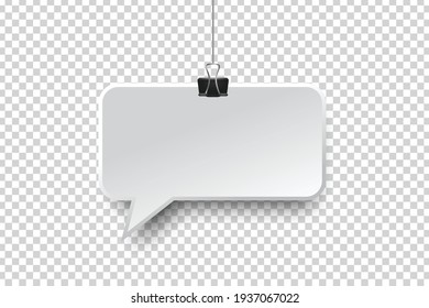 Vector realistic isolated hanging speech bubble on the transparent background.