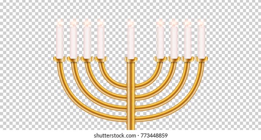 Vector realistic isolated Hanukkah candles for decoration and covering on the transparent background. Concept of Happy Hanukkah.