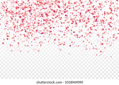 Vector realistic isolated heart confetti on the transparent background for decoration and covering. Concept of Happy Valentine's Day, wedding and anniversary.