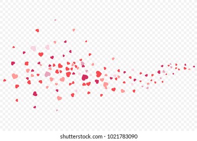Vector realistic isolated heart confetti on the transparent background for decoration and covering. Concept of Happy Valentine's Day, wedding and anniversary.
