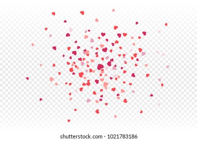 Vector realistic isolated heart confetti on the transparent background for decoration and covering. Concept of Happy Valentine's Day, wedding and anniversary.