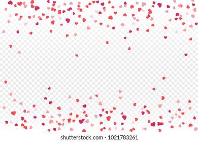 Vector realistic isolated heart confetti on the transparent background for decoration and covering. Concept of Happy Valentine's Day, wedding and anniversary.