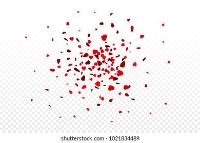Vector realistic isolated heart confetti on the transparent background for decoration and covering. Concept of Happy Valentine's Day, wedding and anniversary.