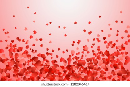 Vector realistic isolated heart confetti on the transparent background for decoration and covering. Concept of Happy Valentine's Day, wedding and anniversary.