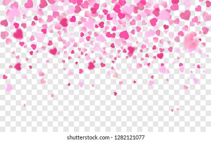 Vector realistic isolated heart confetti on the transparent background for decoration and covering. Concept of Happy Valentine's Day, wedding and anniversary.