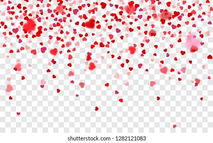 Vector realistic isolated heart confetti on the transparent background for decoration and covering. Concept of Happy Valentine's Day, wedding and anniversary.