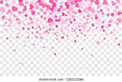 Vector realistic isolated heart confetti on the transparent background for decoration and covering. Concept of Happy Valentine's Day, wedding and anniversary.