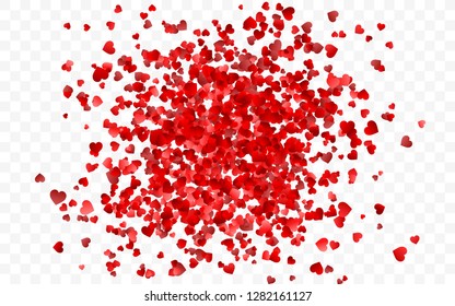 Vector realistic isolated heart confetti on the transparent background for decoration and covering. Concept of Happy Valentine's Day, wedding and anniversary.