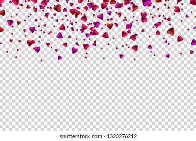 Vector realistic isolated Heart Confetti for template and invitation decoration on the transparent background. Concept of Happy Mothers Day.