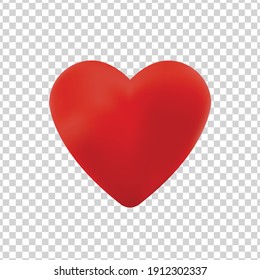 Vector realistic isolated heart for decoration and covering on the transparent background. Concept of Happy Valentine's Day, wedding and anniversary.