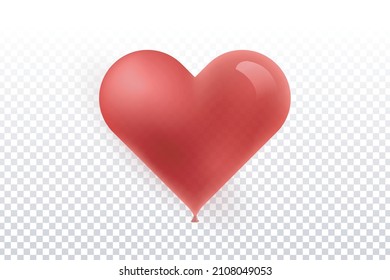 Vector realista aislado globo en forma de corazón sobre el fondo transparente. Concepto de San Valentín.
