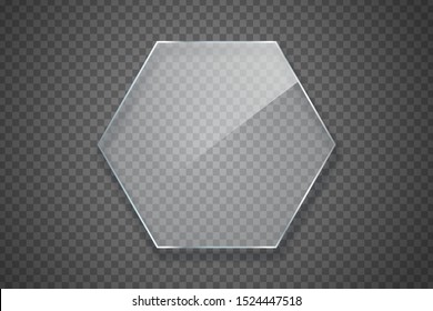 Vector realistic isolated hexagon glass billboard for template decoration and layout covering on the transparent background.