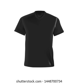 Vector realistic, isolated image of clothes. Black men's T-shirt.