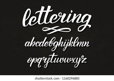 Vector realistic isolated lettering alphabet for decoration and covering on the chalk background. Concept of typography and calligraphy font.