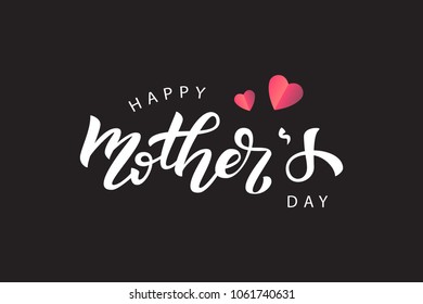 Vector realistic isolated lettering for Mother's Day with origami hearts for decoration and covering on the dark background. Concept of Happy Mother's Day.