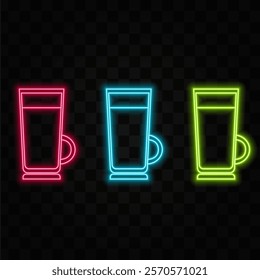 Vector realistic isolated neon cocktail symbol sign for decoration and template covering on wall background. Free drinks, happy hour and nightclub concept..